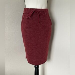 Casual Maroon Drawstring Pencil Skirt